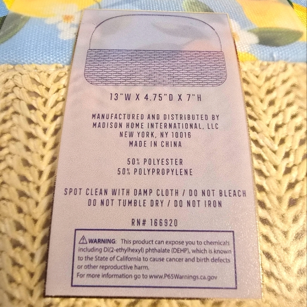Lemon Floral Cosmetic Bag with Woven Base - Picture 7 of 8
